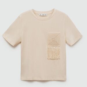 MNG | Cream T-Shirt with Pocket Detail
